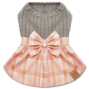 KYEESE ELEGANT PLAID BOWTIE DOG DRESS